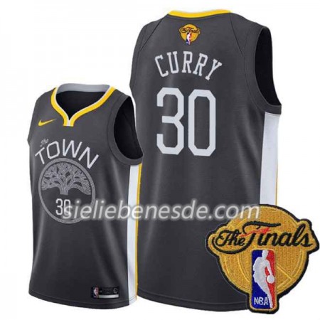 Herren NBA Golden State Warriors Trikot Stephen Curry 30 Black Town 2018 Finals Patch Nike Swingman